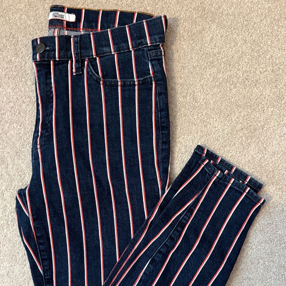 Tommy Hilfiger Denim Striped High Rise Legging Jeans